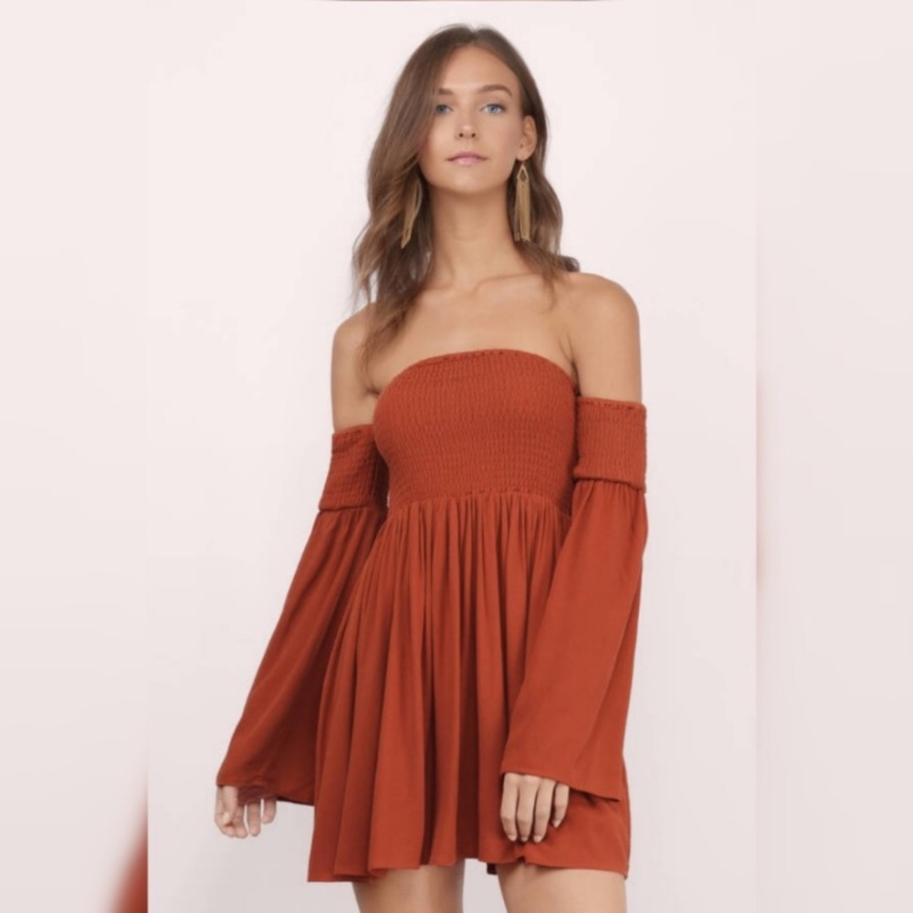 Tobi Off the Shoulder Skater Dress